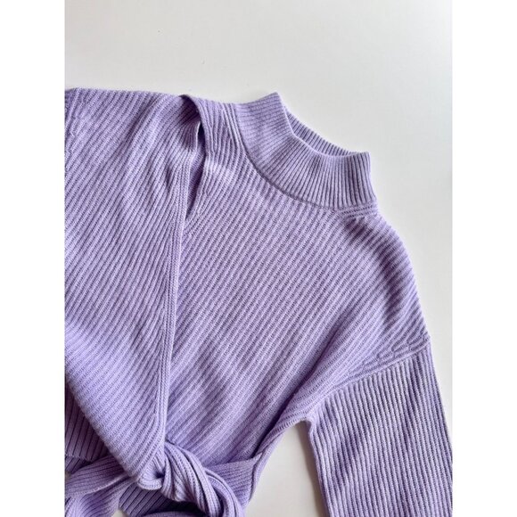JONATHAN SIMKHAI Amaris Lavender Purple Wool Blend Knit Wrap Sweater, Size M - Picture 6 of 16
